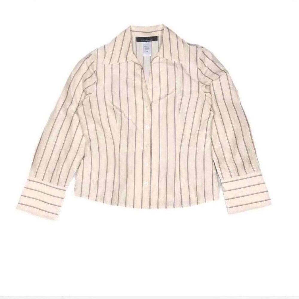 Vintage Style Women's Cream and White silky Blouse